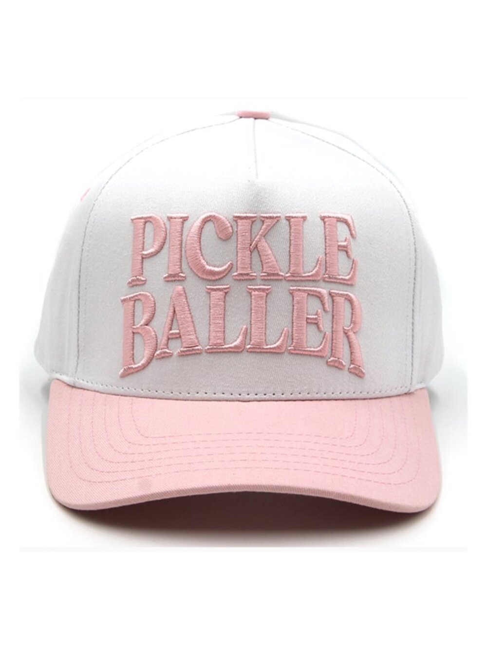 Pickle Baller Embroidered Baseball Cap Hat Wht/Pnk NWT